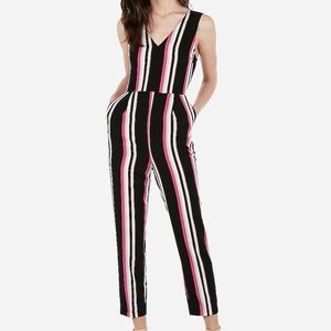 Express Striped V Neck Jumpsuit